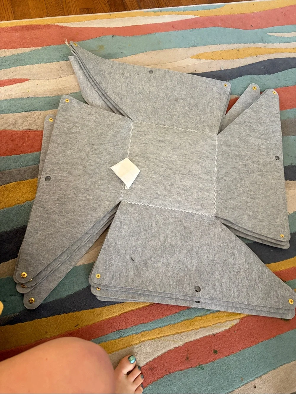 IKEA PUDDA Light Gray Felt Storage Basket with Gold Snaps (5 in a set)